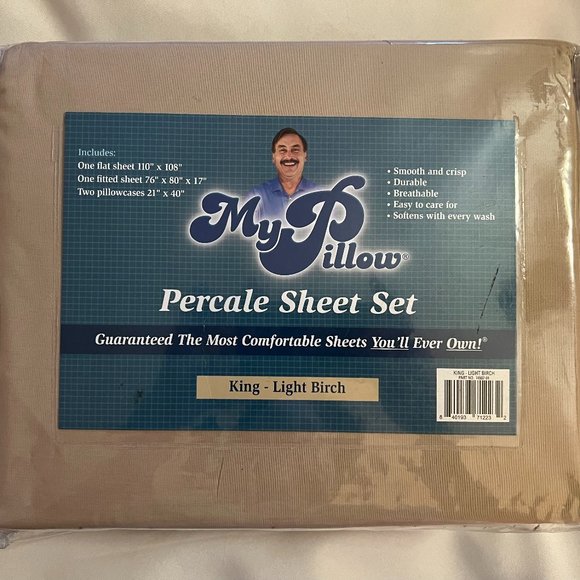 My Pillow Bedding My Pillow Percale Sheet Set King Light Birch